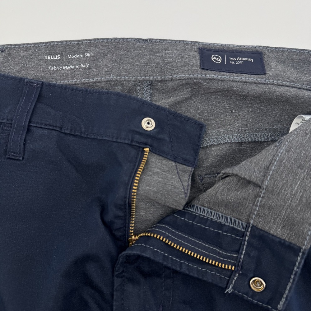 AG Adriano Goldschmied Tellis Pants Men 36x28 Navy Blue Modern Slim Fit 5-Pocket - Picture 4 of 8